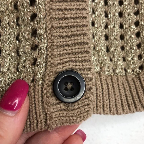 Peek cardigan sweater open weave metallic gold size 3-6 months - Picture 5 of 7